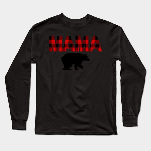 Mama Bear in Buffalo Plaid Pattern Long Sleeve T-Shirt by EdenLiving
